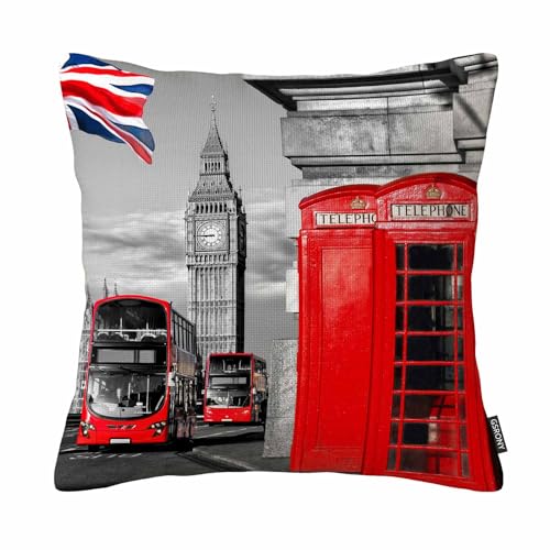 GSRONY Fundas de almohada Londres cabina de tel&eacute;fono en la calle funda de almohada decoraci&oacute;n del...