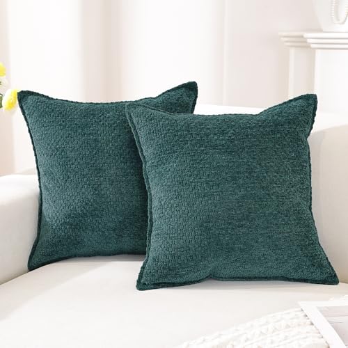 YSTELLAA Chenille Funda Cojin 40x40 Juego De 2, Suave Funda De Almohada con Cremallera Navidad,...