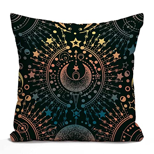 Tomda Moon & Star Alchemy Magical Astrology - Funda de coj&iacute;n de arpillera para sof&aacute;, cuadrada, 45...