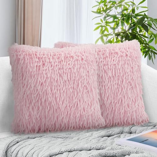 ACUSHLA Juego de 2 fundas de cojín esponjosas de 45 x 45 pulgadas, de piel sintética de lujo,...