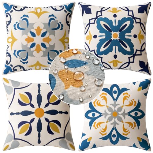 MIULEE 4 Piezas Fundas de Coj&iacute;n Impermeables Almohadas Fundas de Coj&iacute;n Oxford para Exterior Sal&oacute;n...