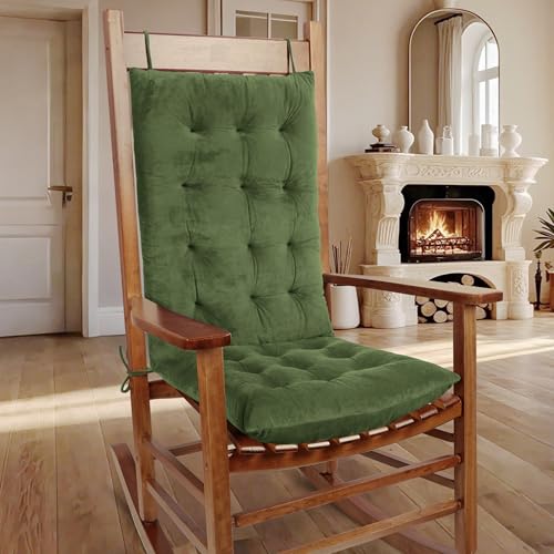 OVOV Juego de 2 cojines gruesos para mecedora, con lazos, respaldo alto y coj&iacute;n de asiento,...