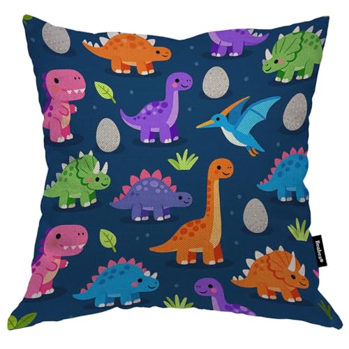 Beabes Funda de coj&iacute;n de 18 x 18 pulgadas, dise&ntilde;o de dinosaurios, hojas de palma tropicales,...
