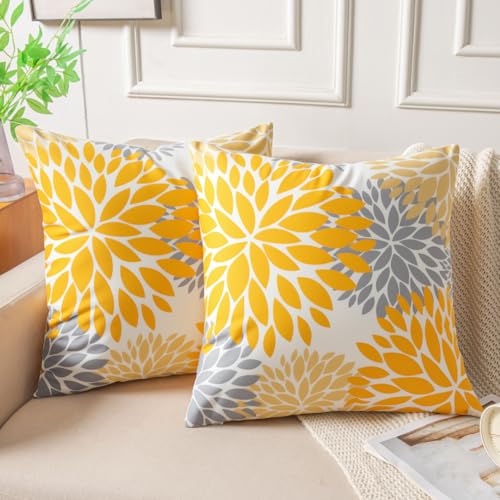 Miuyunya Juego de 2 Fundas de Cojines Sofá Amarillo Mostaza 50x50 Gris Funda Cojin Decorativas...