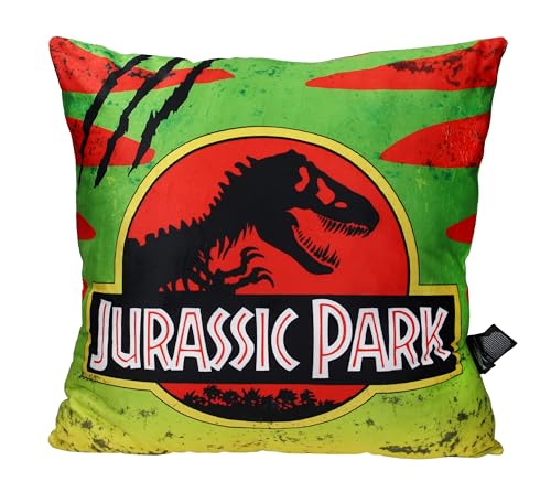 SD Toys - Cojin Cuadrado Logo Coche Jurassic Park - Envasado al vac&iacute;o - Medidas 45x45cm