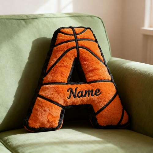 FCLYDER Coj&iacute;n Decorativo Personalizado con Letras - Monograma para Aficionados (Baloncesto,...