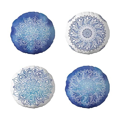 ZPUBLI+ 4 Fundas Mandala para Cojines Redondos, Diferentes Modelos, Fundas Decorativas para sal&oacute;n,...