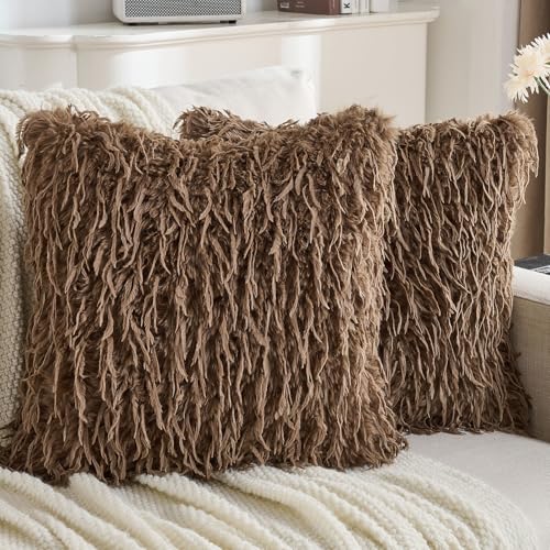 YSTELLAA Lot De 2 Housse De Coussin 45x45, Housse Coussin De Piel Sint&eacute;tica Suave Douce,...