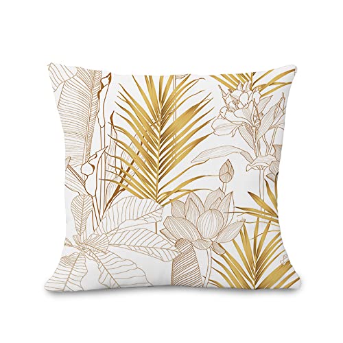 Fundas Cojines 50x50 Marr&oacute;n Blanco Dorado Fundas Cojines Algod&oacute;n y Lino Cojines Sofa...