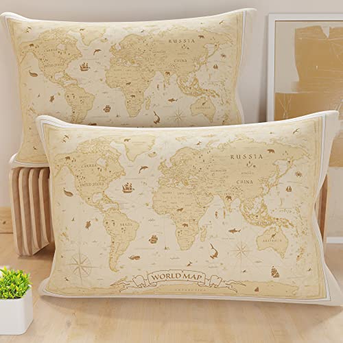 PETTI Artigiani Italiani - Par de Fundas de Almohada 70x40 cm, Pareja de Funda de Coj&iacute;n Mapa del...