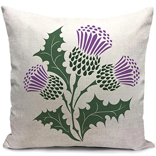 HUASHUZI Fundas Cojines 45x45 la Flor de Escocia Thistle Cojines Sofa Decorativos Salon Regalo Mujer...