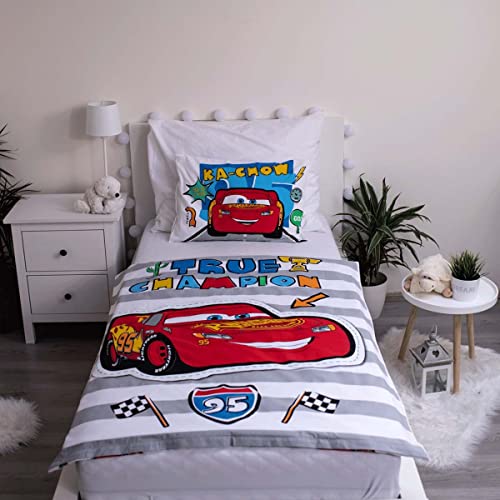 JFabrics Juego de edred&oacute;n y almohada para cuna de Disney Cars | Juego de ropa de cama para ni&ntilde;os...