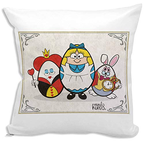 mundohuevo Cojin Decorativo, Original y Personalizado Personajes Famosos. Incluye Relleno. Alicia en...
