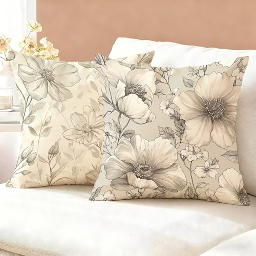 Fundas Cojines 45x45 Gris Juego de 2, Impermeable Exterior Funda Cojin Lino, C&oacute;modo Transpirables,...