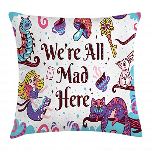 Fantasie - Funda de coj&iacute;n, dise&ntilde;o de Alicia en el Pa&iacute;s de las Maravillas, con doble cara,...