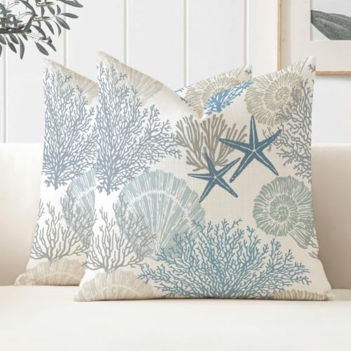 Juego de 2 Fundas de Cojines 45x45 Impermeables Verano Decoracion Hogar Funda para Cojin Azul...
