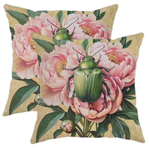 Juego de 2 fundas de almohada est&eacute;ticas retro Beatle de 18 x 18 pulgadas, juego de fundas de...