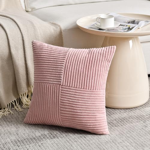 FDTERN 1 pieza de funda de coj&iacute;n rosa p&aacute;lido, 40 x 40 cm, funda de coj&iacute;n de pana suave, funda de...