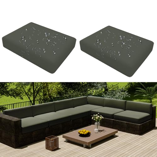 Hiseng Funda de Coj&iacute;n de Asiento Sof&aacute; 2 Piezas Color S&oacute;lido Impermeables Fundas Cojines para...