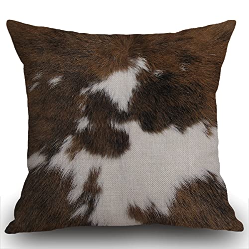 Smooffly Funda de coj&iacute;n de impresi&oacute;n de piel de vaca, funda de almohada decorativa para el hogar...