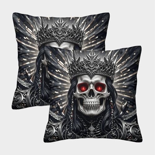 EMYXPAQM Fundas De Cojines con Calavera Juego De 2 Funda De Almohada Calavera Corona Armadura...