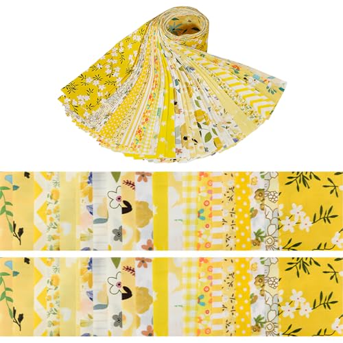 LetCart Tejido de sarga de algod&oacute;n con estampado de flores, 20 tiras de tela precortadas para...