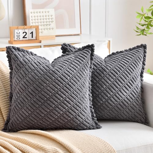LRartdeco Funda Cojin 40x40 Funda Cojines de Pana para Sofa Cojines Gris para Sofa Coj&iacute;n Cuadrada...
