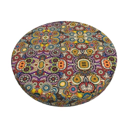 TTIGLHOH Coj&iacute;n redondo para silla con estampado de c&iacute;rculos &eacute;tnicos, funda de asiento suave y...