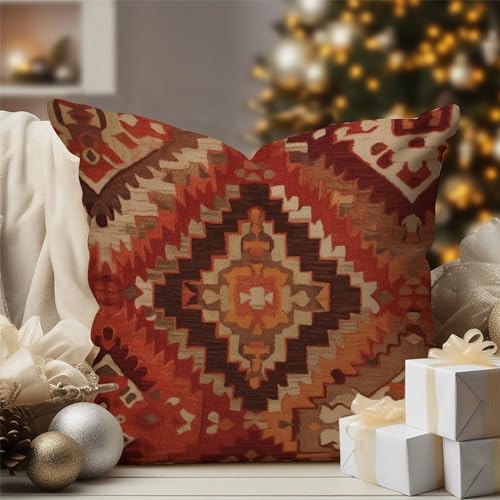 WoGuangis Fundas de almohada de color terracota Kilim, funda de coj&iacute;n tradicional china china para...