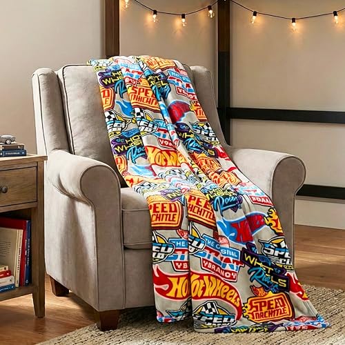 Franco Hot Wheels - Manta de Felpa s&uacute;per Suave para ni&ntilde;os, 46 x 60 Pulgadas (Producto con Licencia...