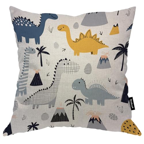 Beabes Funda de coj&iacute;n decorativa de 18 x 18 pulgadas, dise&ntilde;o de dinosaurios, de doble cara, para...