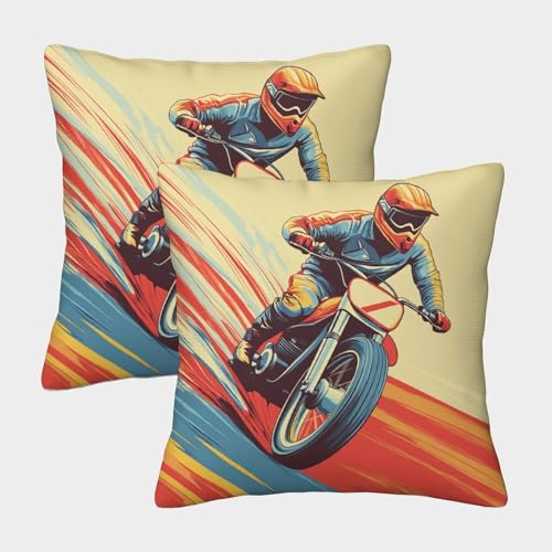 kaiyun Motos Funda De Almohada,Carreras Funda De Coj&iacute;n Estampada,50x50cm 2 Paquetes Funda De...