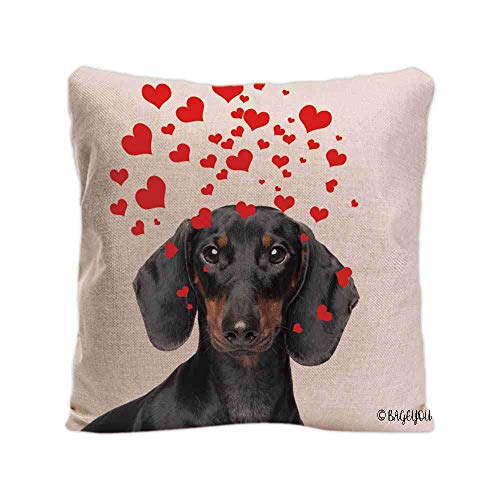BAGEYOU Dog's Love to You - Funda de almohada para mascotas, diseño de perro salchicha soplando...
