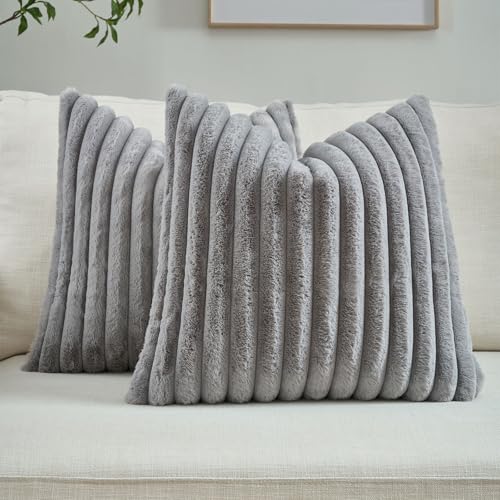 Ystyle Funda Cojin 60x60 Juego de 2, Suave Rayas Fundas para Cojines de Sof&aacute; en Peluche, Funda de...