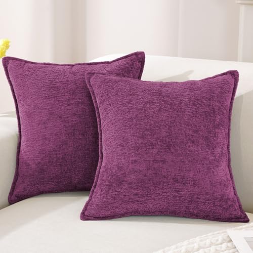 YSTELLAA Chenille Funda Cojines De para Sofa Juego De 2, 40x40, Suave Funda De Almohada Color Solido...