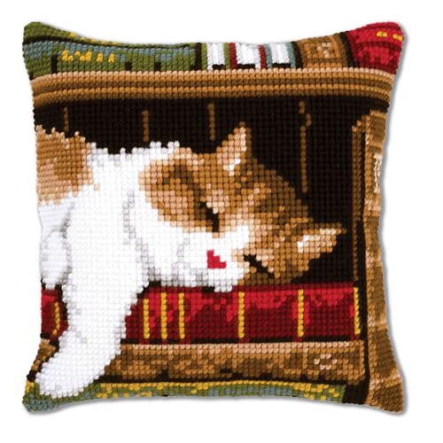 Vervaco Punto De Cruz Kit Cojin Decorativo Gato DURMIENDO Manualidades Adultos Decoracion Bordar Kit...