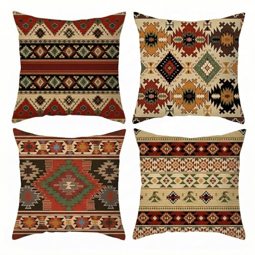 BREASOME Fundas Cojines 45x45 cm, Juego de 4 Fundas de Cojin Abstracta Geom&eacute;trico Estilo Boho...