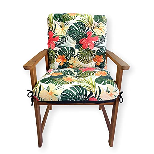 4L Textil Coj&iacute;n para silla de jard&iacute;n, respaldo alto, dise&ntilde;o de flores verdes, color verde