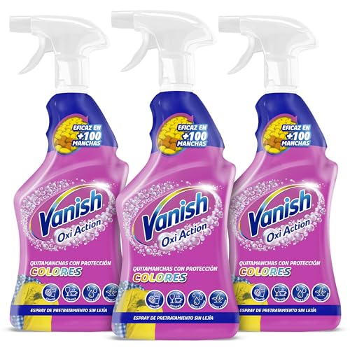 Vanish Oxi Action - Quitamanchas del d&iacute;a a d&iacute;a para ropa, en spray, sin lej&iacute;a - Pack de 3 x 750...