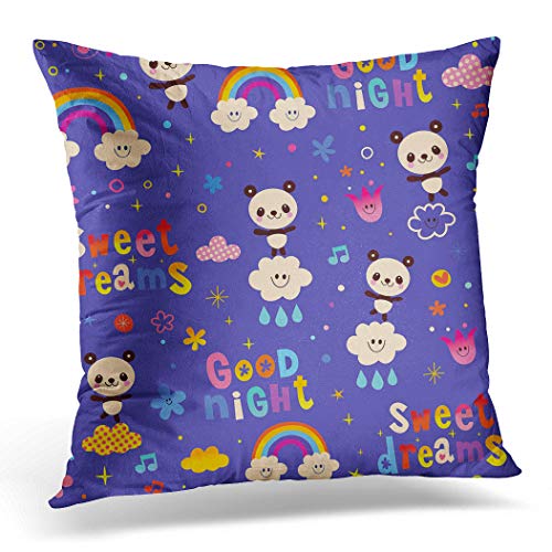 Funda de cojín de 45 x 45 cm, patrón de buenas noches, dulces sueños, para niños, lindos osos...