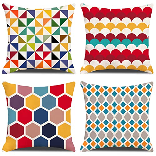 ZHAOMIMI Juego de 4 Fundas Cojines 45x45 Modernas Funda de Almohada linaza Cojines Decoracion para...