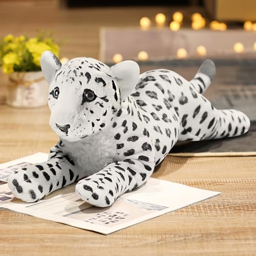 TRAVELKNOT Peluche de Pantera Blanca 60CM Leopardo Blanco Peluche Coj&iacute;n Suave de Simulaci&oacute;n de...