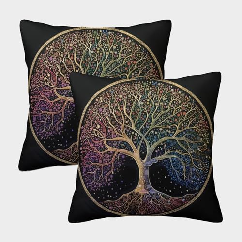 Árbol De La Vida Fundas Cojines Decorativa Juego De 2 Bohemio Style Funda De Almohada Diseño 3D...