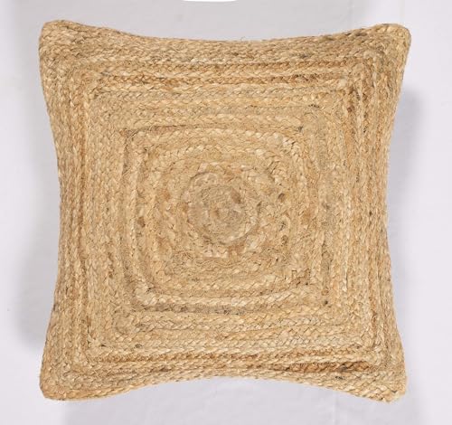 Arise Export Fundas de cojín tejidas a mano de yute natural para sofá, decoración bohemia del...