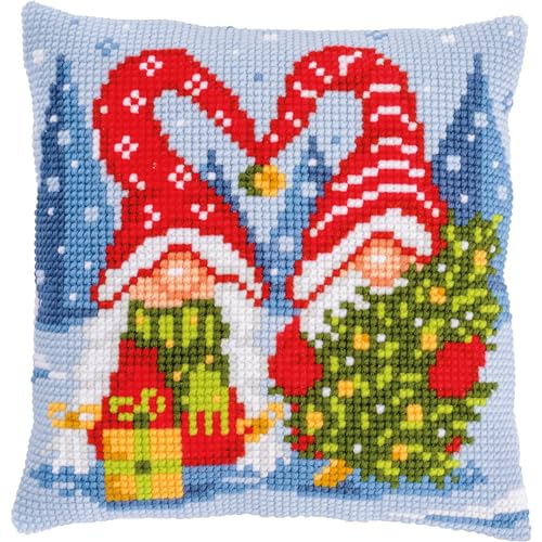 Vervaco Punto De Cruz Kit Cojin Decorativo GNOMOS DE NAVIDAD Manualidades Adultos Decoracion Bordar...