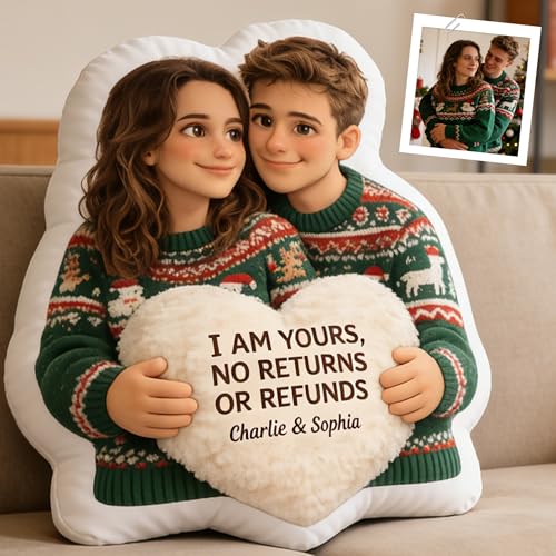 LCMAIT Coj&iacute;n Personalizado en Forma de Coraz&oacute;n, Almohada con Foto Personalizada, Bonito Peluche...