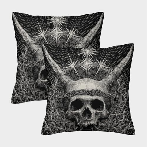 RONGOINL Calavera Fundas Cojines Decorativa Juego De 2 Skeletonos Funda De Almohada Dise&ntilde;o 3D...