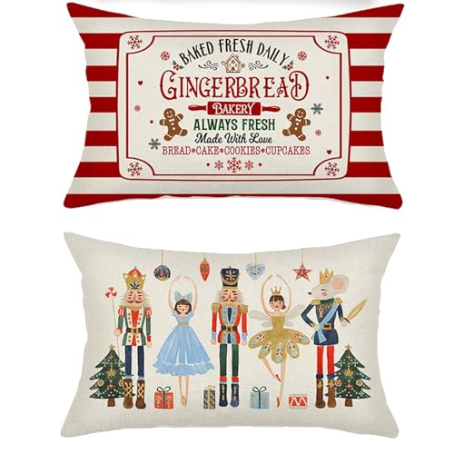 PTBWS 2 Piezas Funda Cojin Navidad 30x50cm, Fundas De Almohada Navide&ntilde;as, Cuscini Natalizi per...