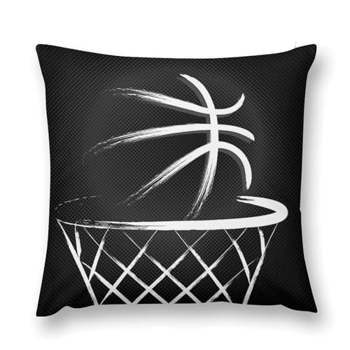 Funda de cojín de 40 cm x 40 cm, cremallera oculta, funda de almohada de baloncesto de punto de red...