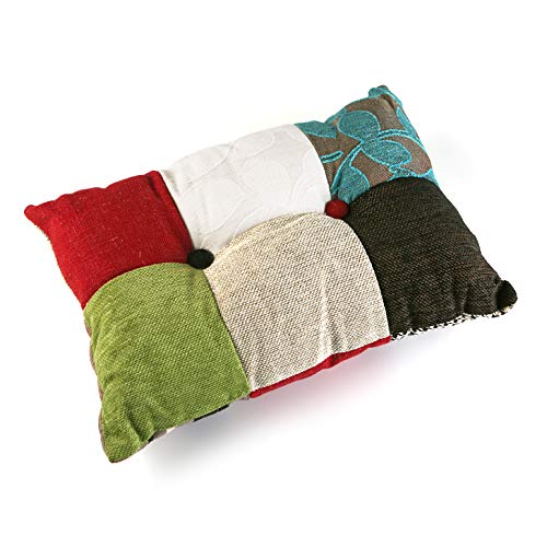 Versa - Bl/Gr Patchwork Cojín Decorativo con relleno Rectangular de Algodón para Sofá, Sillón,...